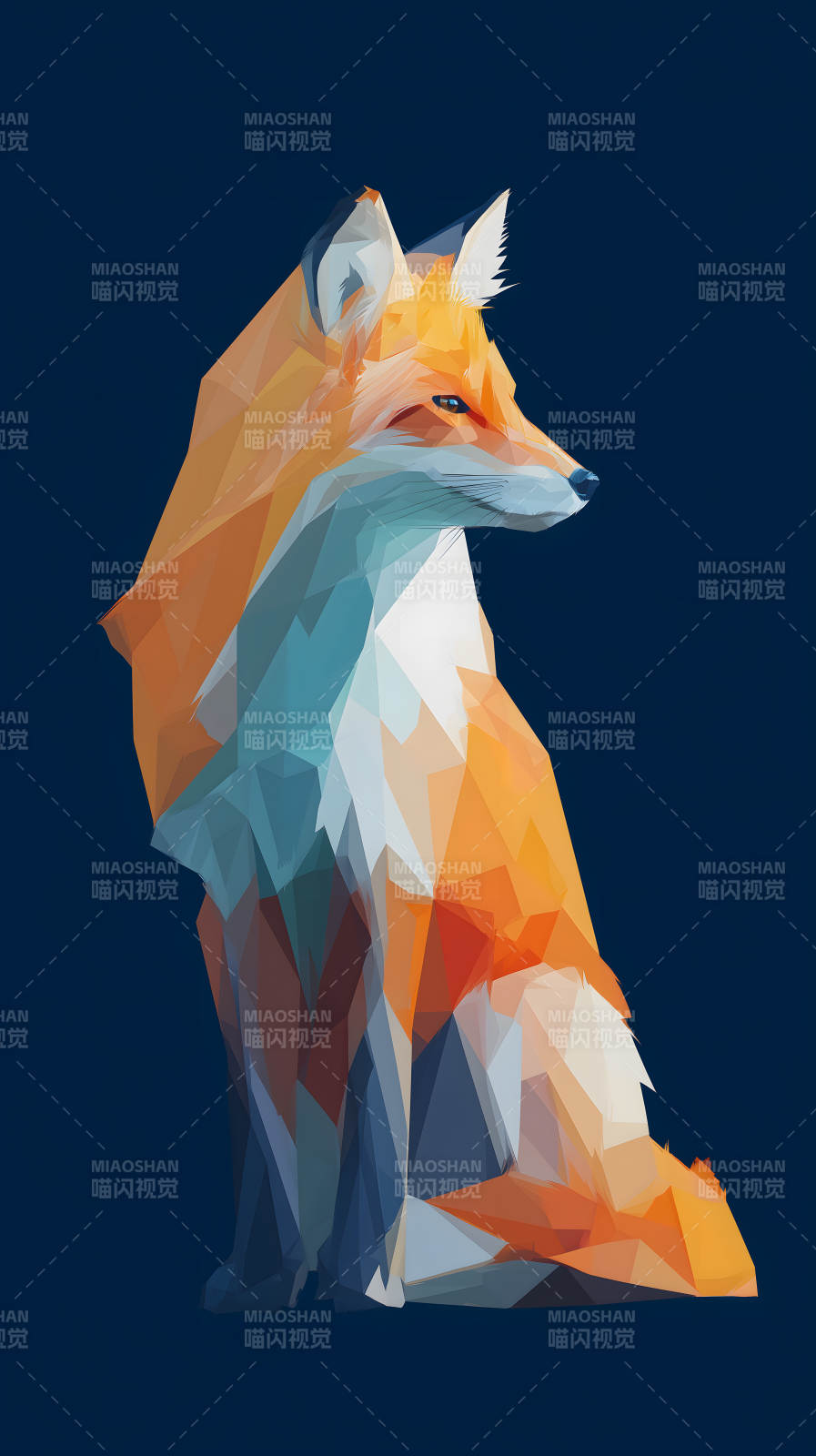 低多边形风格的狐狸图片