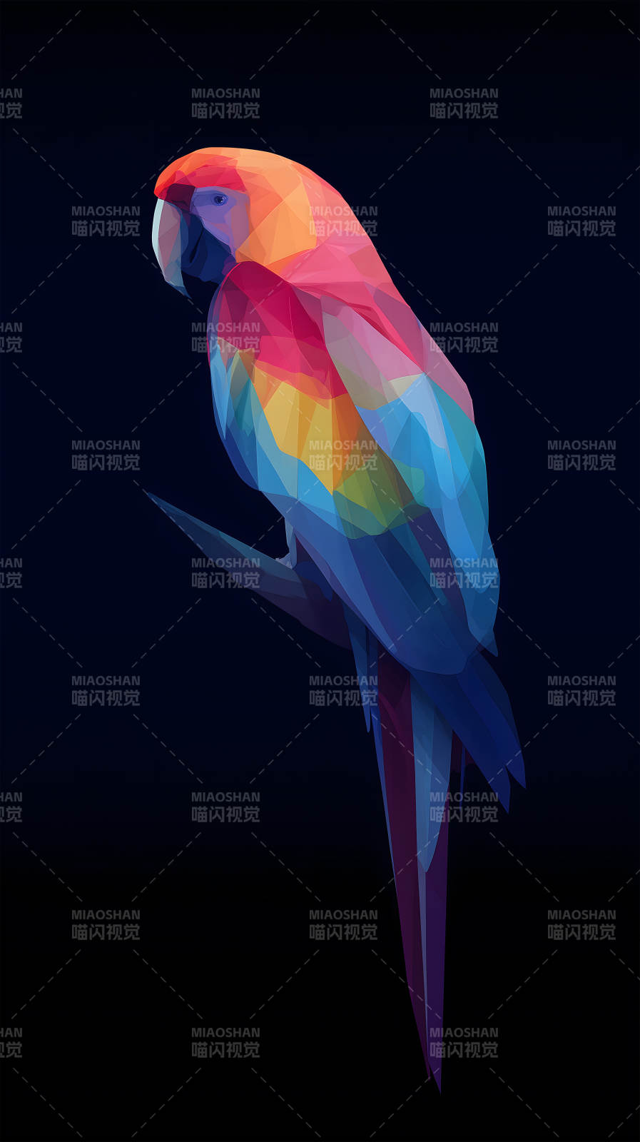 炫彩鹦鹉几何抽象图图片