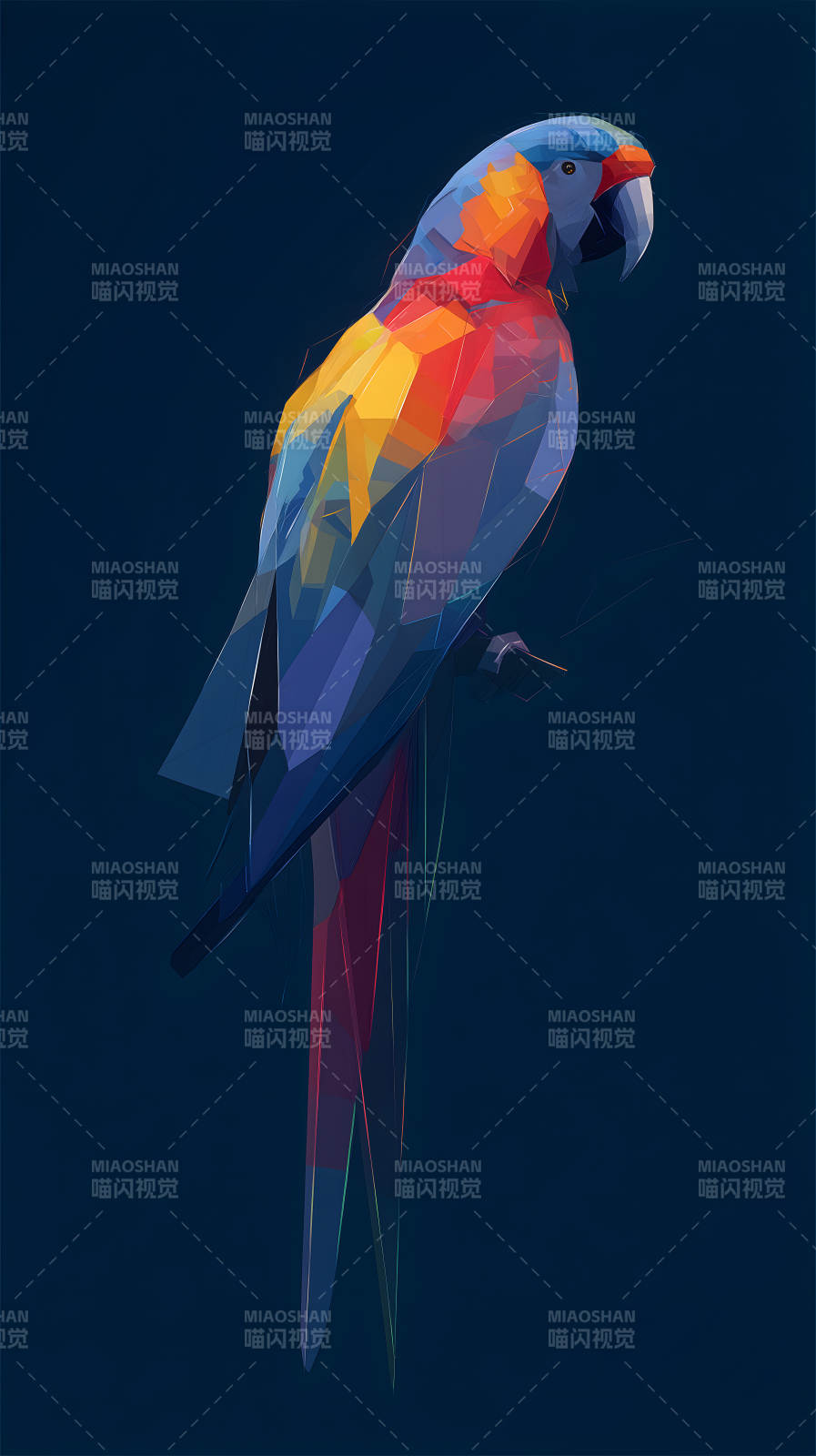 几何风格的彩虹金刚鹦鹉图片