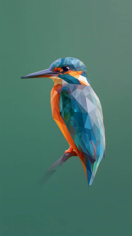 低多边形风格翠鸟图图片