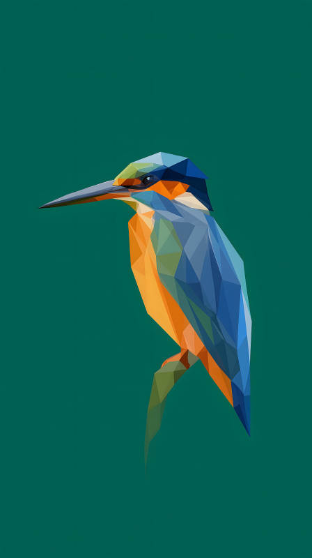 低多边形风格的翠鸟图片
