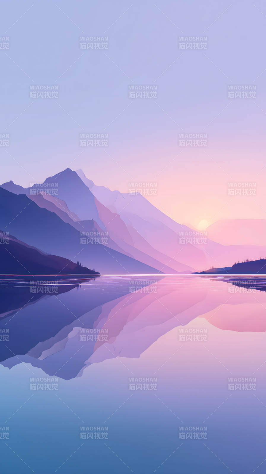 宁静祥和的湖光山色图片