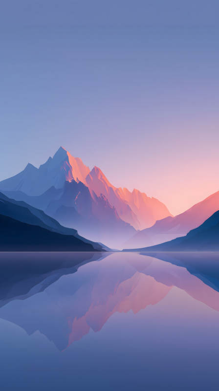 宁静祥和的山湖晚景图片