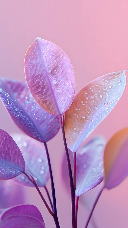 梦幻紫罗兰叶片特写图片