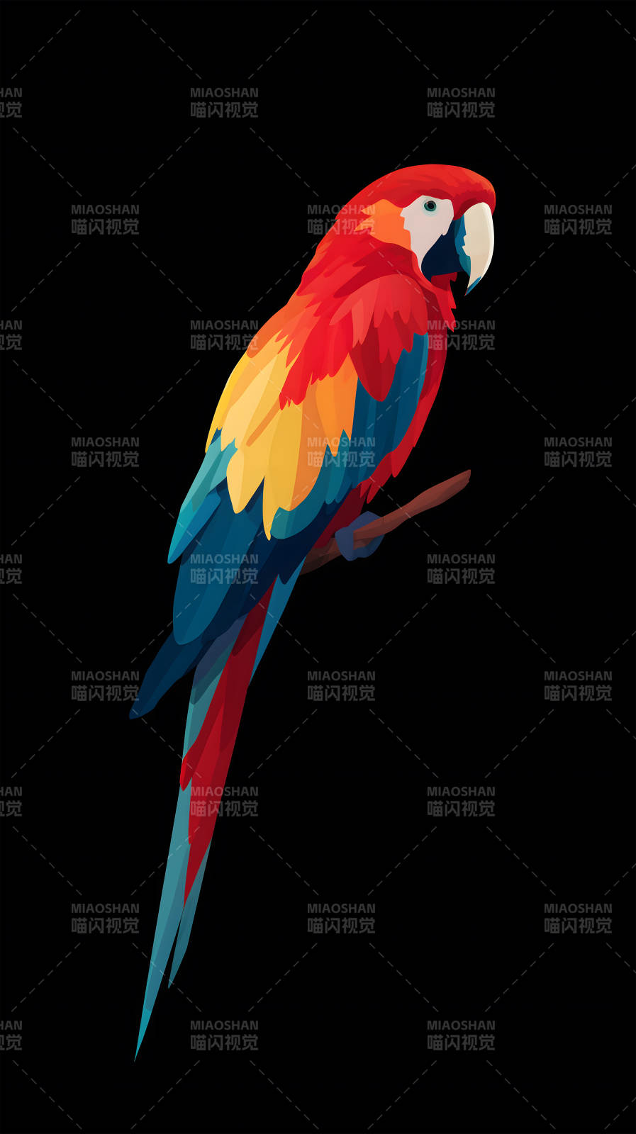 色彩斑斓的红金刚鹦鹉图片