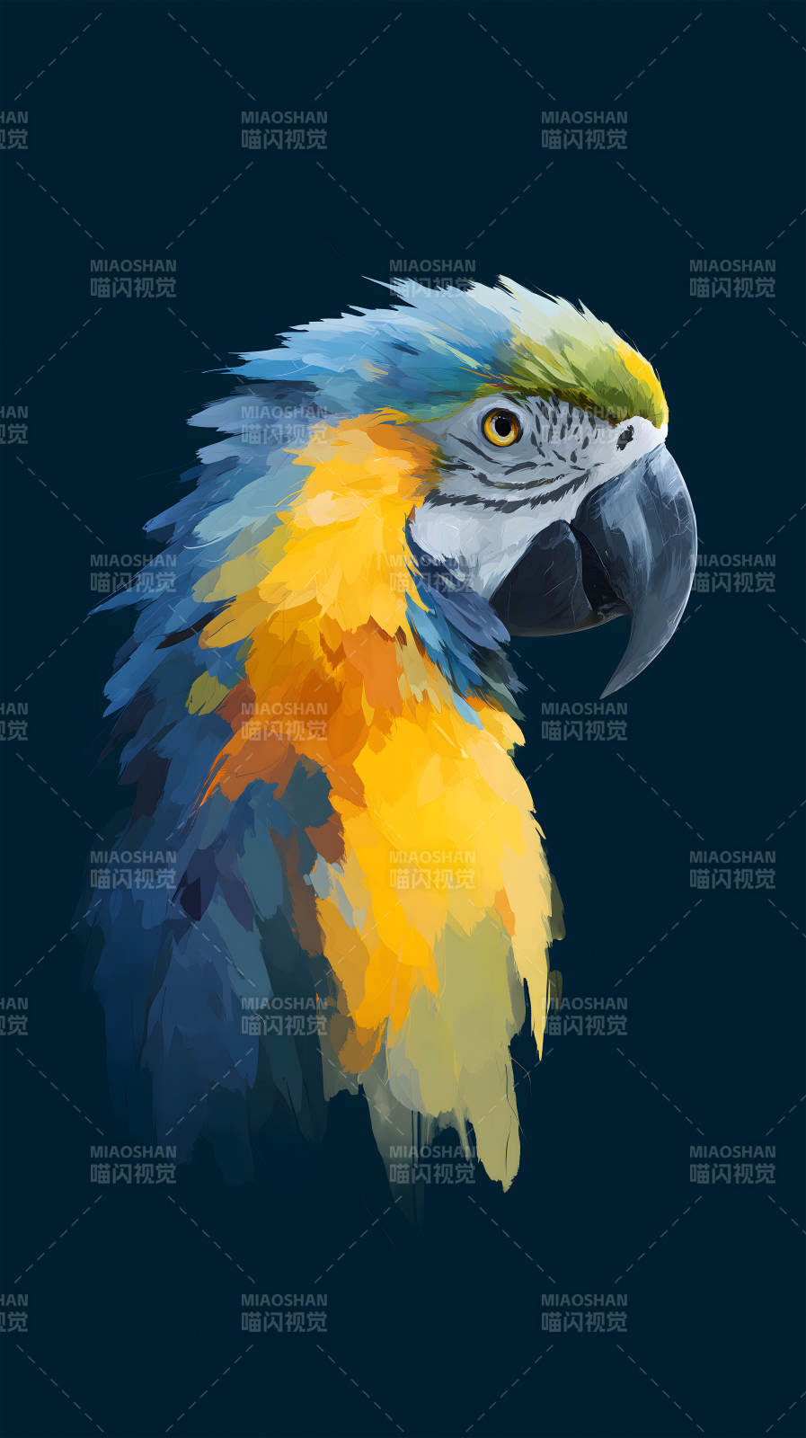 蓝色金刚鹦鹉的艺术肖像图片