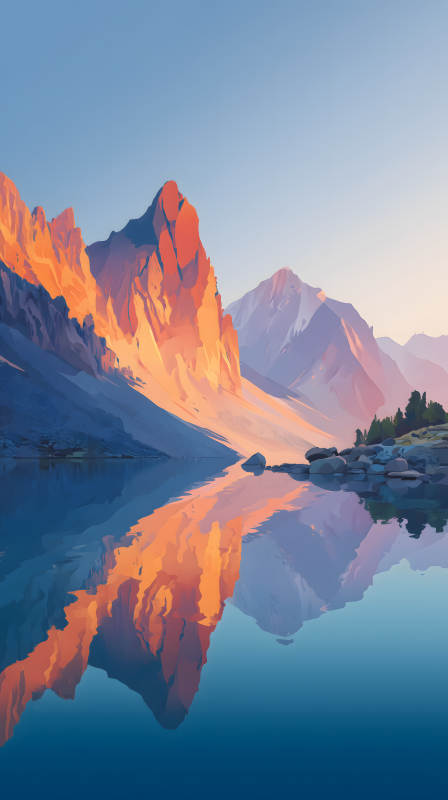 宁静山湖的倒影图片