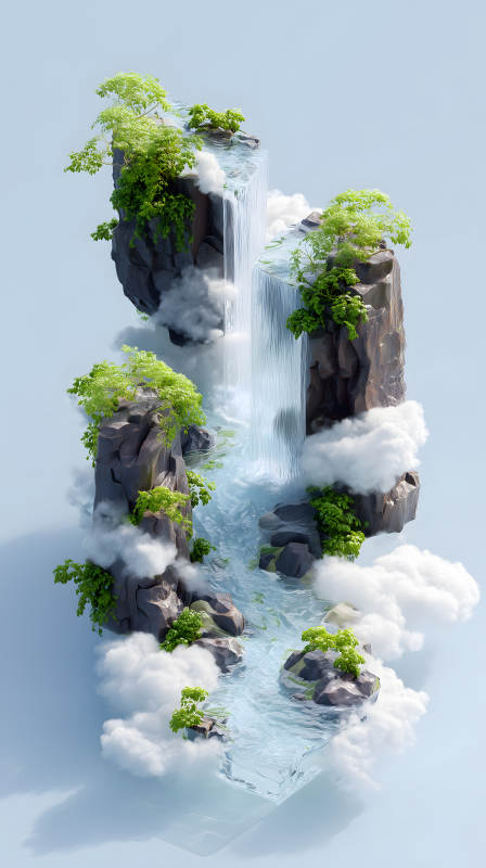 云端瀑布的宁静世界图片