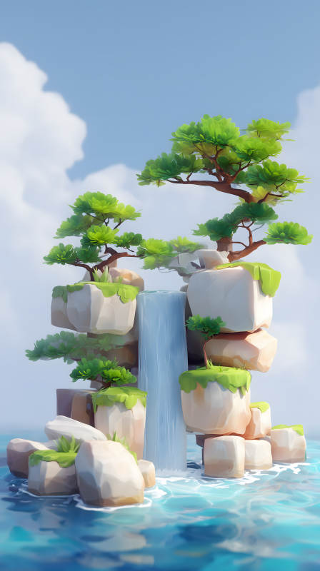 宁静祥和的瀑布仙境图片