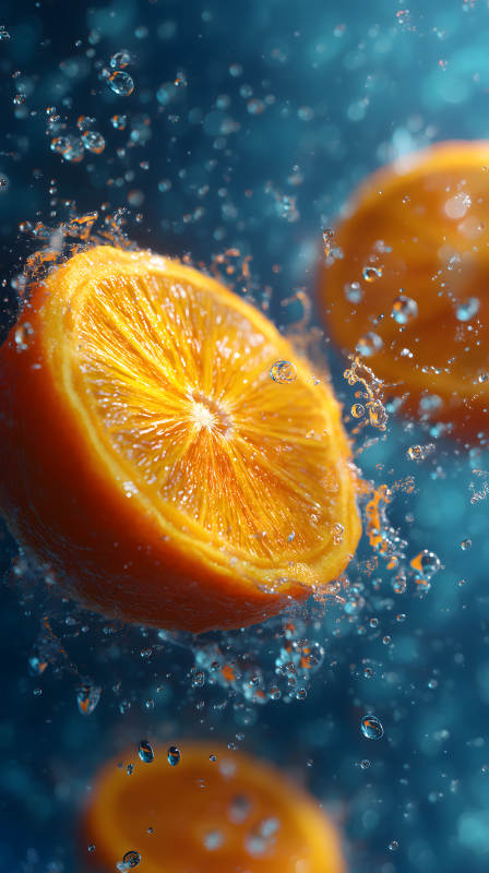 清凉夏日橙子水花图片