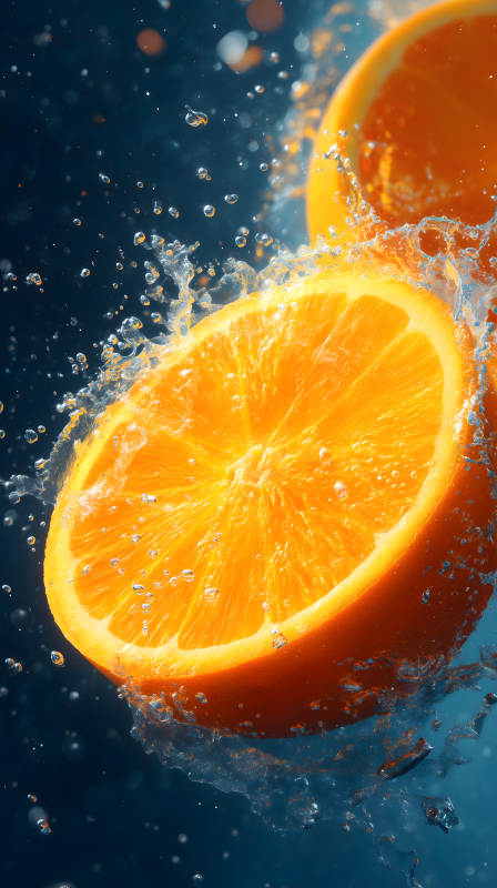 橙子水中飞溅瞬间图片