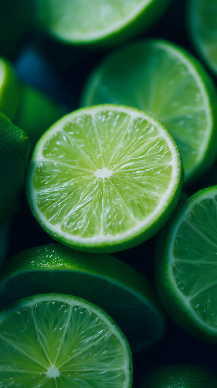 鲜嫩多汁的青柠特写图片