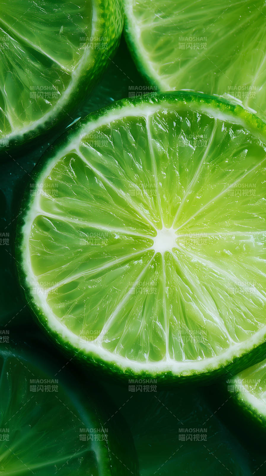 鲜嫩多汁的青柠切片图片