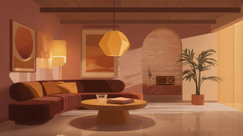 日式复古温馨客厅图片