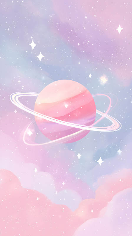 梦幻粉色星球与星云图片