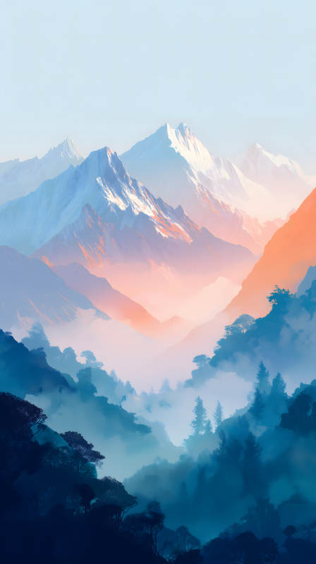 雾霭山峦，日出东方图片