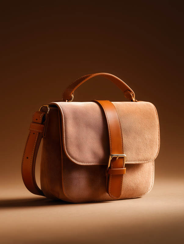 棕色复古风格女士手提包图片