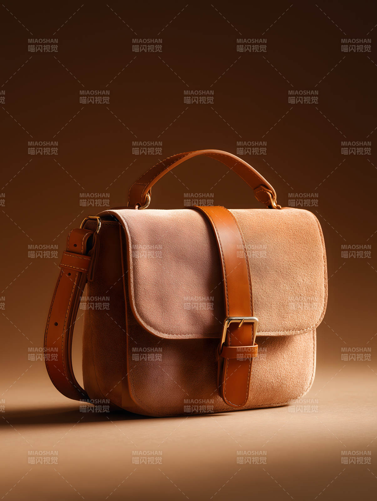 棕色复古风格女士手提包图片