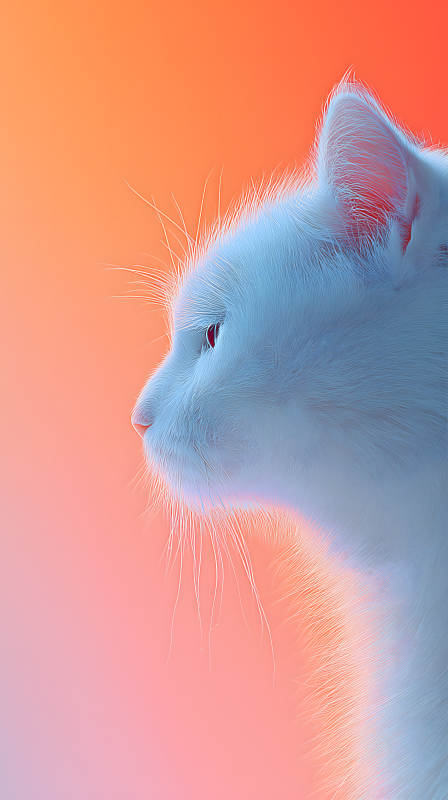 温柔的白色猫咪侧脸图片
