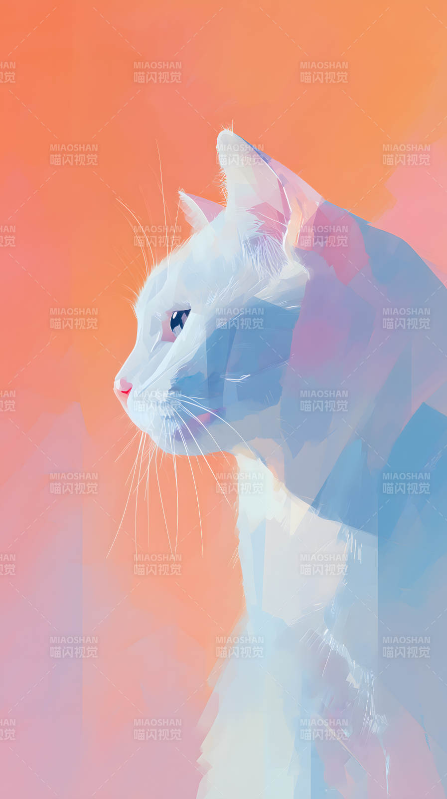 温柔的白色猫咪侧颜图片