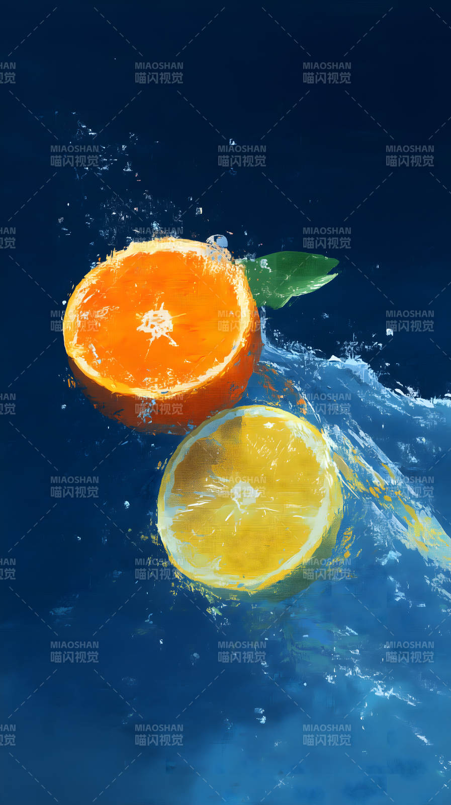 柑橘的蓝色海洋畅游图片