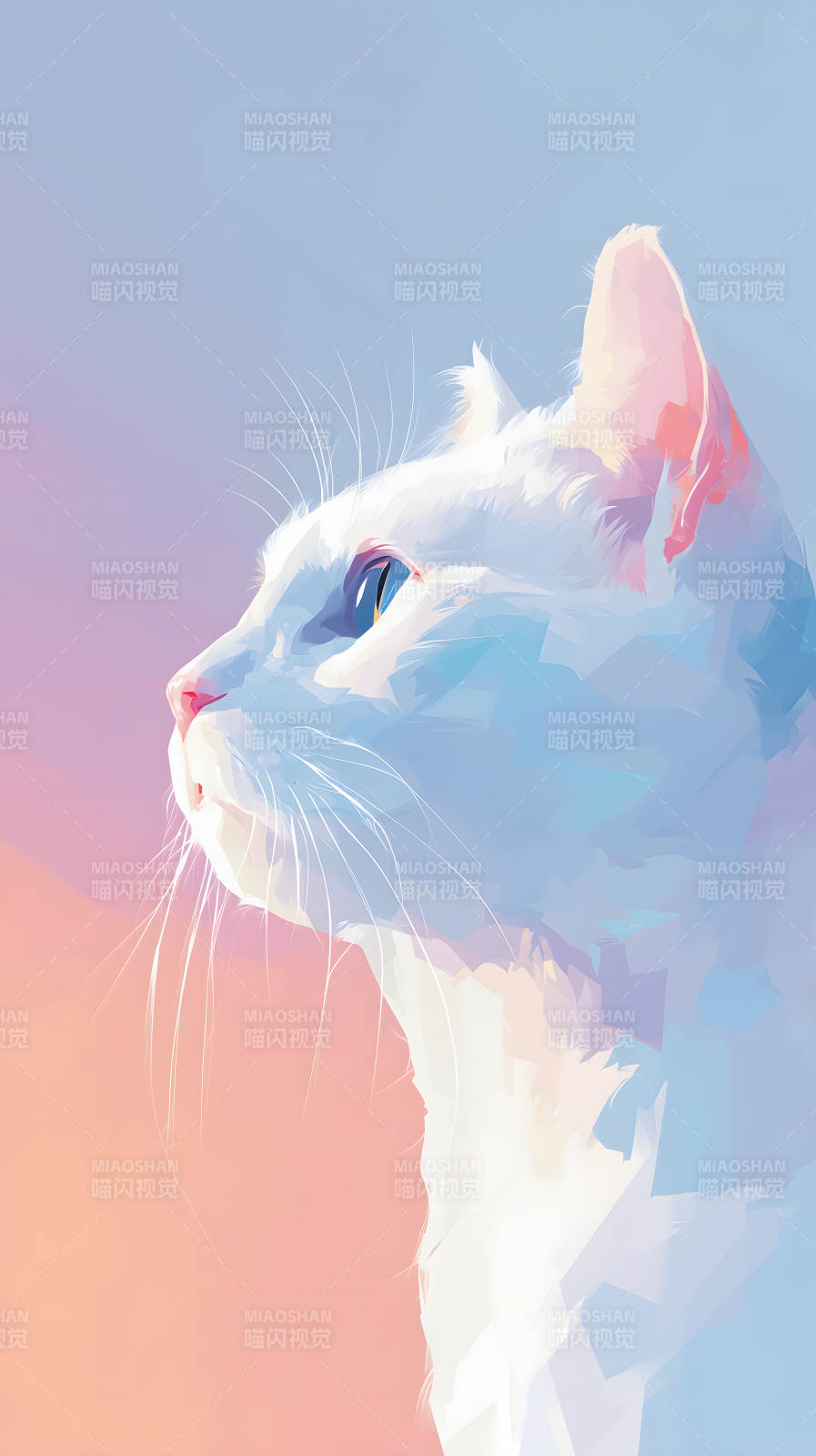 温柔的白色猫咪侧脸图片