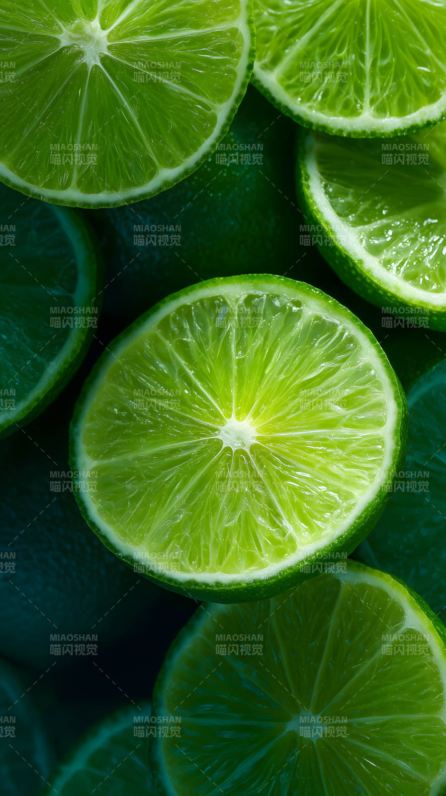 鲜嫩多汁的青柠切片图片