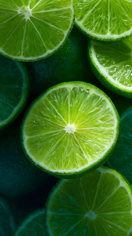 鲜嫩多汁的青柠切片图片