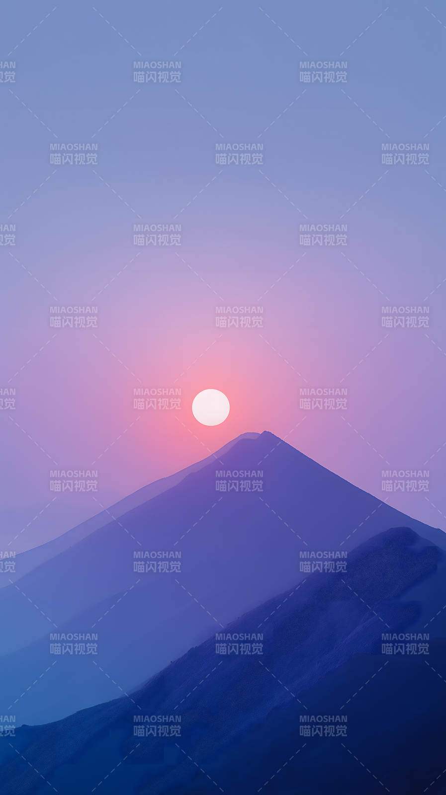 日落山峦，紫霞满天图片