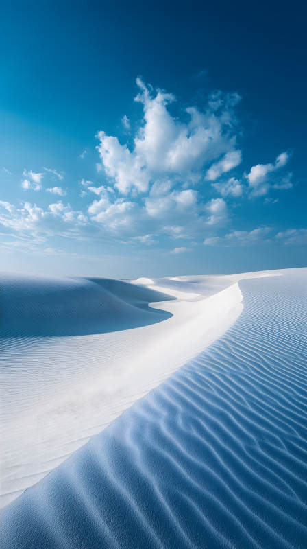 蔚蓝天空下的白色沙丘图片