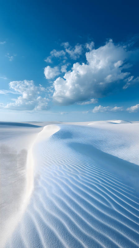 洁白沙丘与湛蓝天空图片