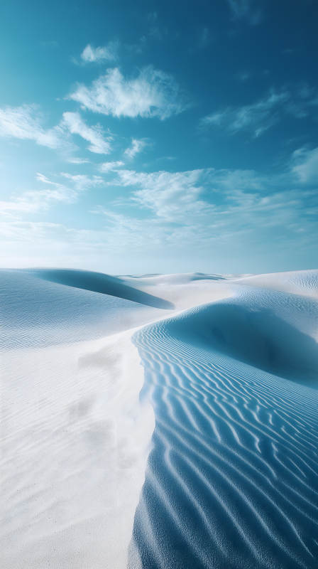 宁静的白色沙丘与蓝天图片