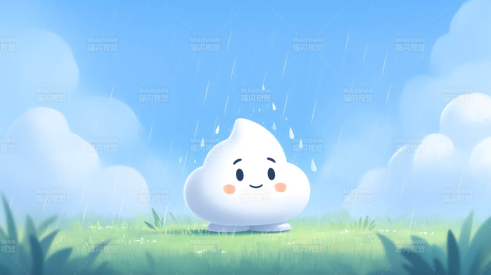 雨中快乐的小云朵图片