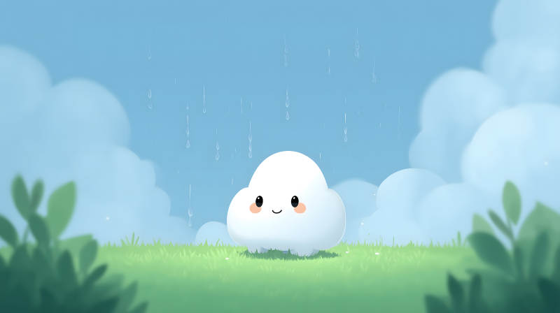 快乐的小云朵和雨天图片