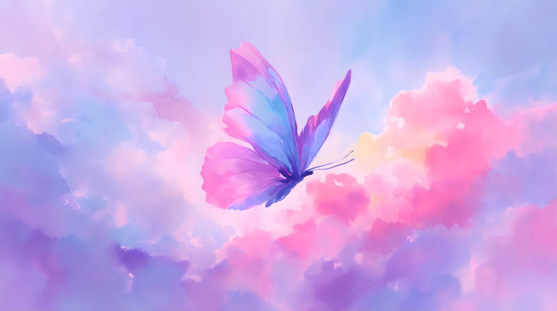 梦幻般的粉色蝴蝶飞翔图片
