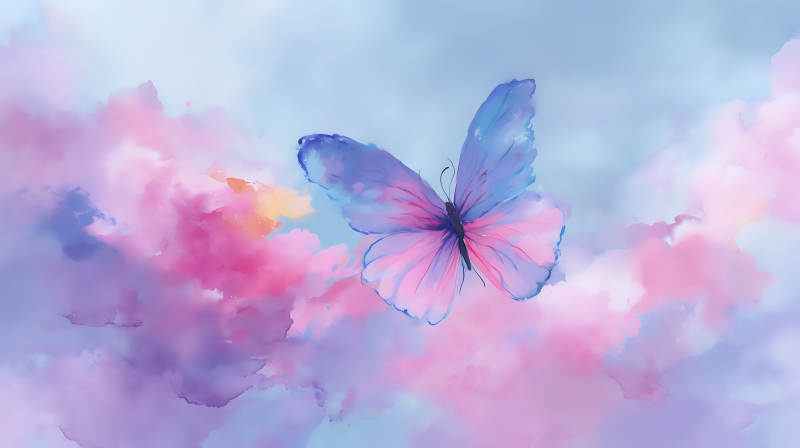 梦幻紫粉蝴蝶飞舞图片