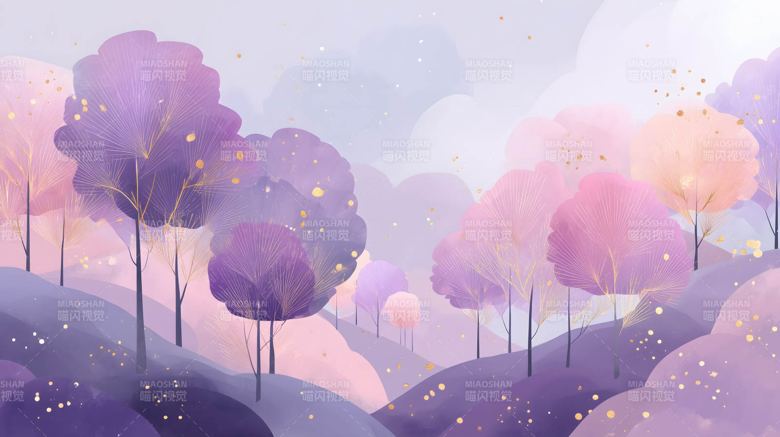 梦幻紫粉色梦幻森林图片