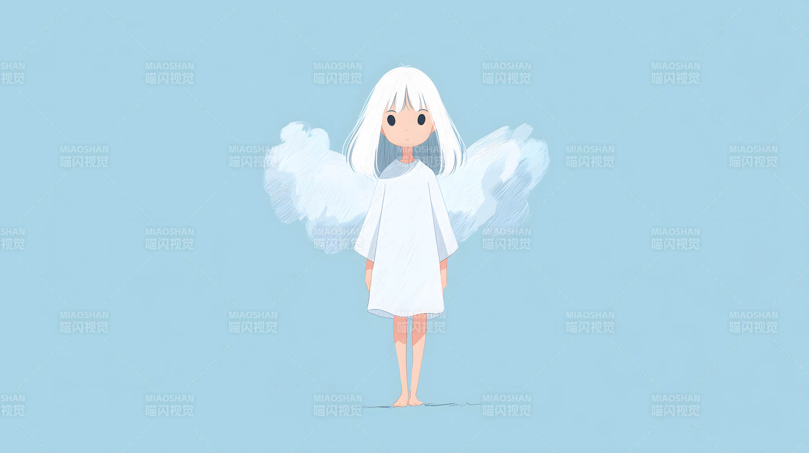 纯白羽翼的温柔天使图片