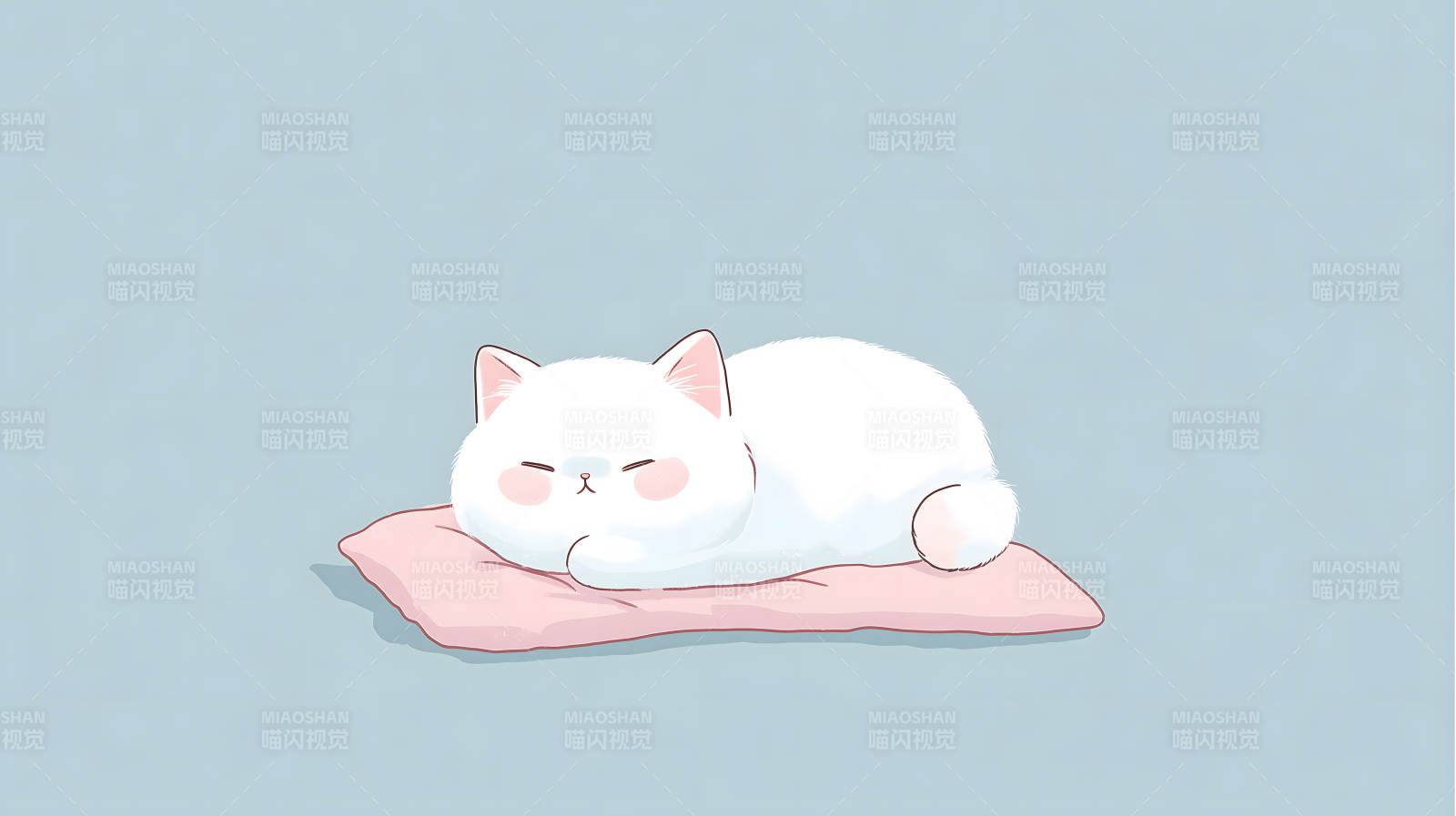 一只可爱的白猫在睡觉图片