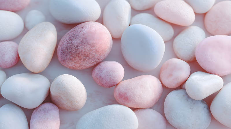 柔和色调的鹅卵石堆图片