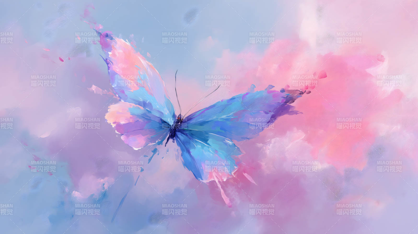 梦幻般的粉蓝蝴蝶图片