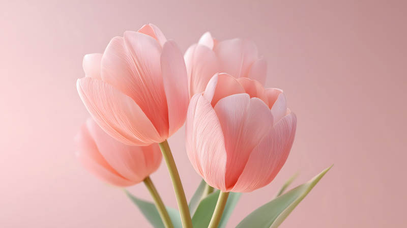 粉嫩欲滴的郁金香花朵图片