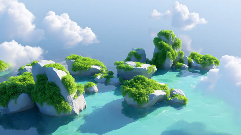 云端上的绿洲仙境图片