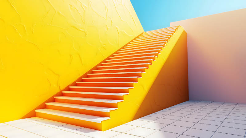 明快的黄色阶梯图片