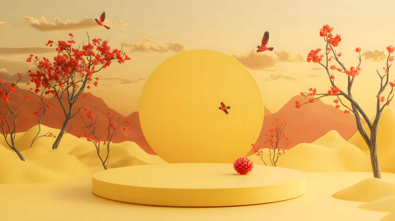 秋日意境展示台图片