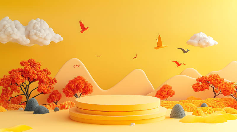 秋日意境展示台图片