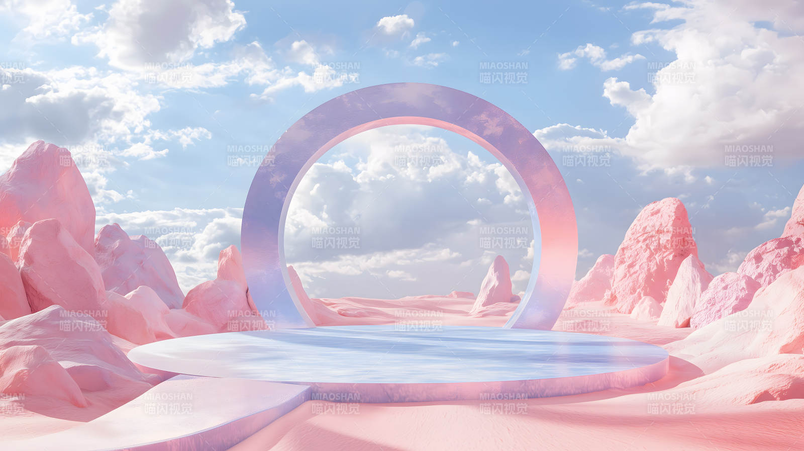 梦幻粉色仙境展台图片