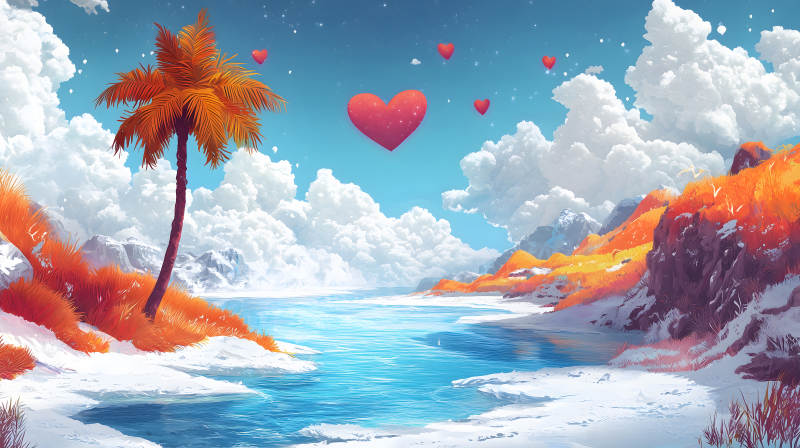 冬日暖阳下的爱情图片