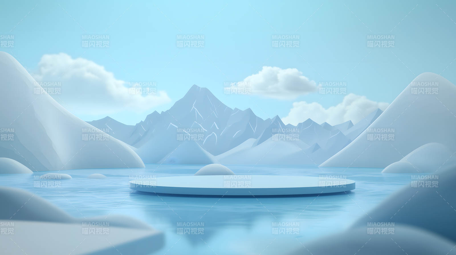 极简冰雪场景展示台图片