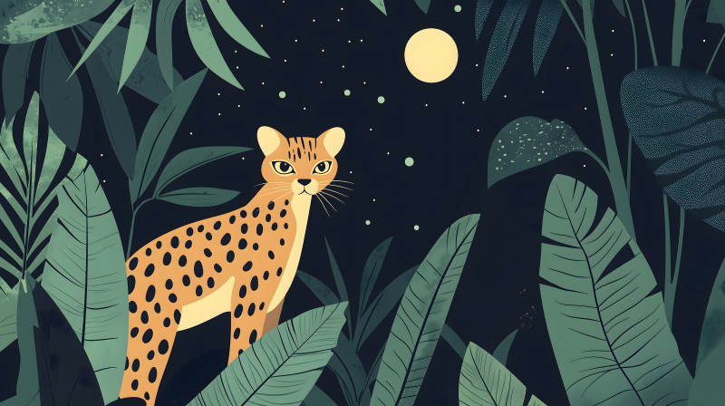 夜间丛林猎豹图片